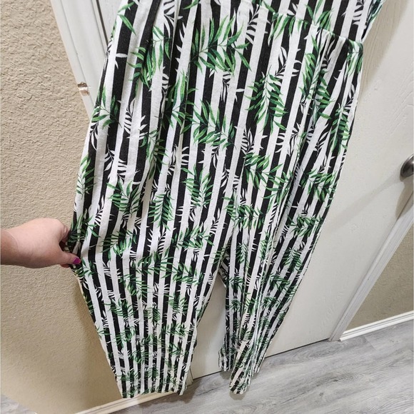 Xoxo linen blend‎ tropical palm tree wide leg jumpsuit size XXL - Picture 6 of 9